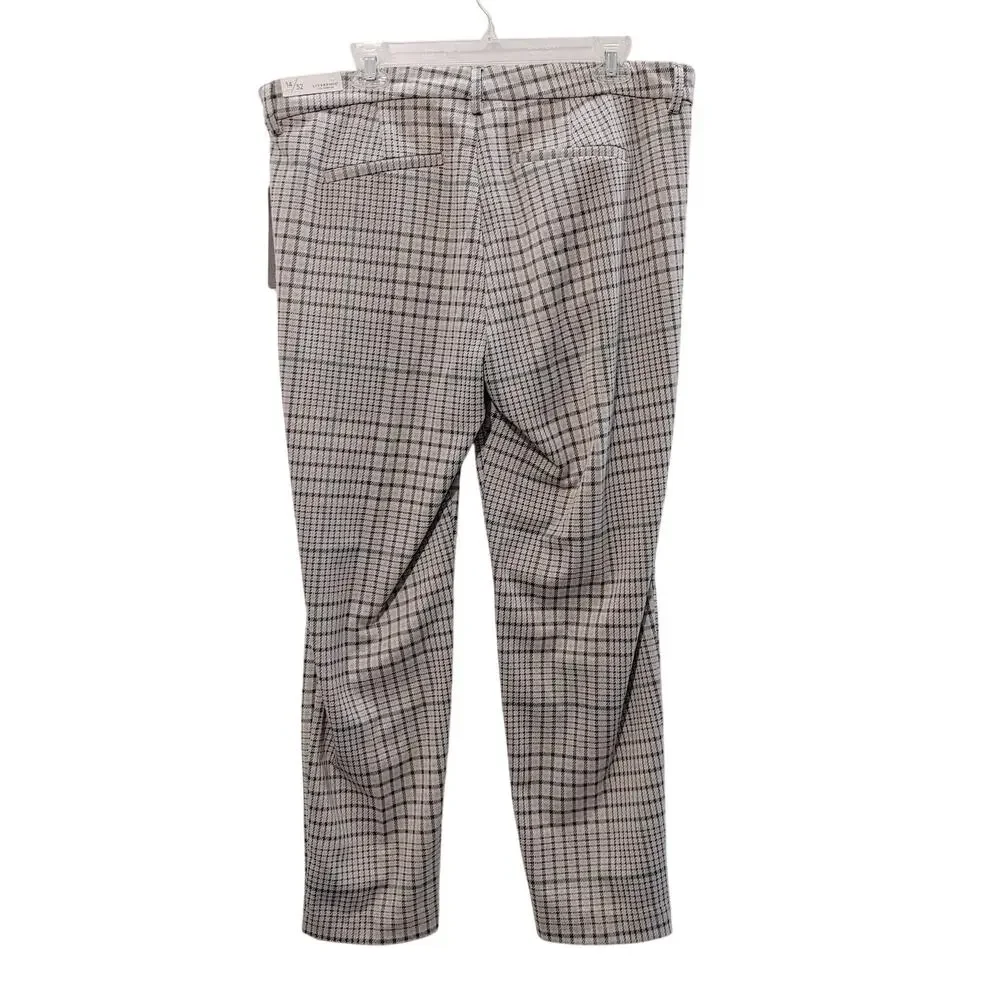 NWT Liverpool Plaid Trouser Pants Slash Pockets Flat Front Gray Womens 14/32